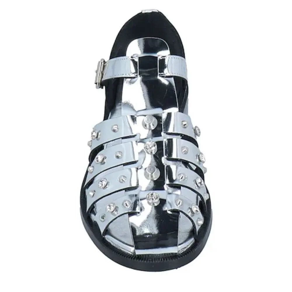 Sandro Studded Fisherman Sandals - Silver
